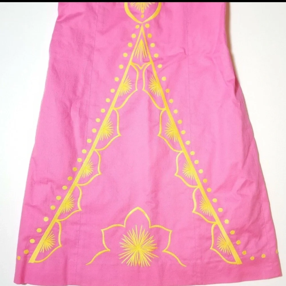 Lilly Pulitzer Bowen Hotty Pink Embroidered Strapless Dress Size 6 - Picture 5 of 13
